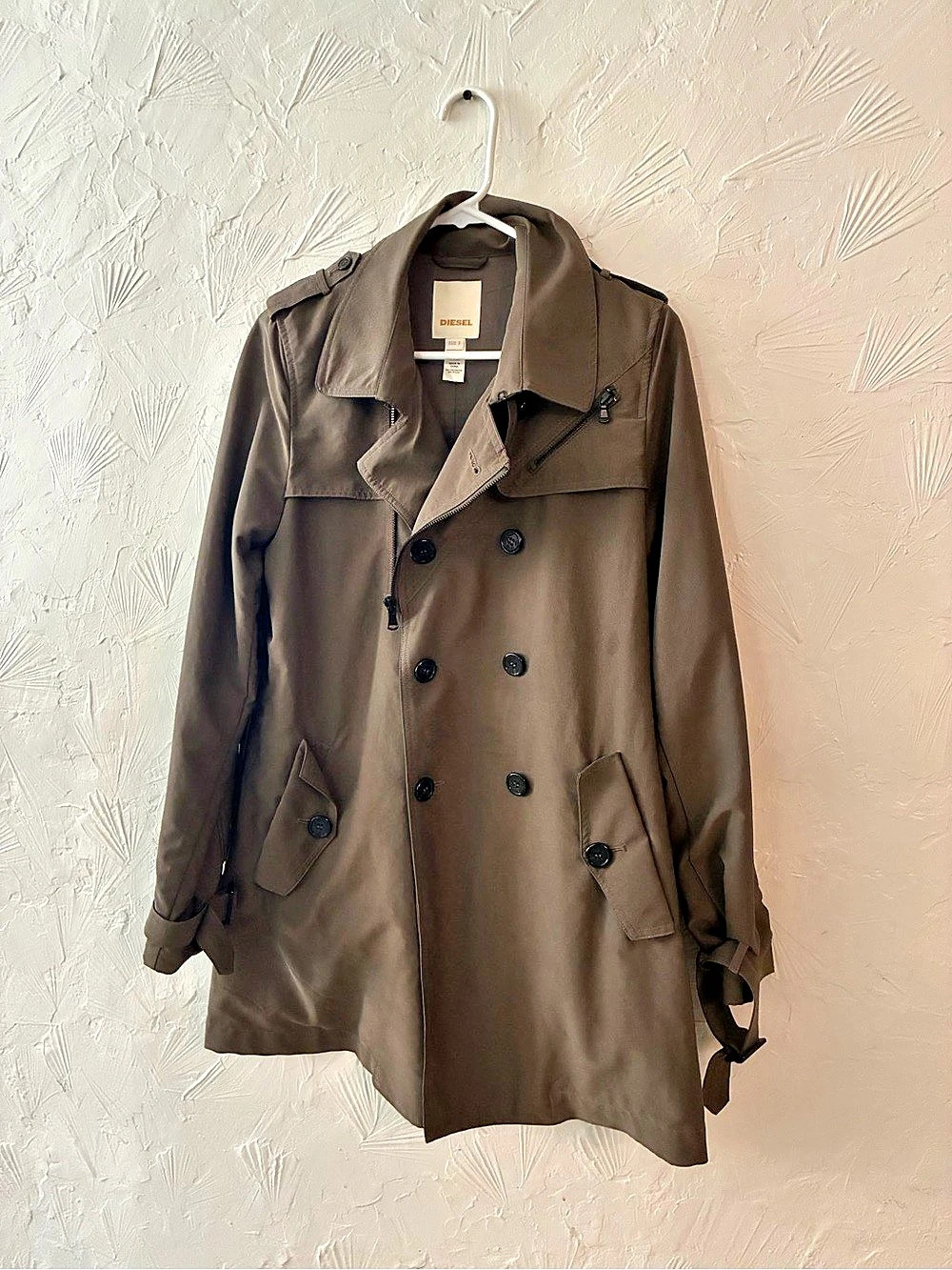 Diesel Women's Brown Double-Breasted Trench Coat Like New